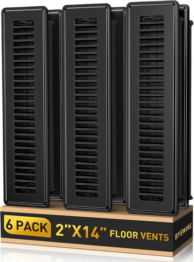 Registro piso 2x14 pack 6 rejilla ventilación acero negro