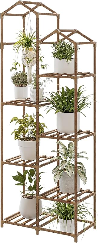 Soporte madera para plantas colgantes sala jardín
