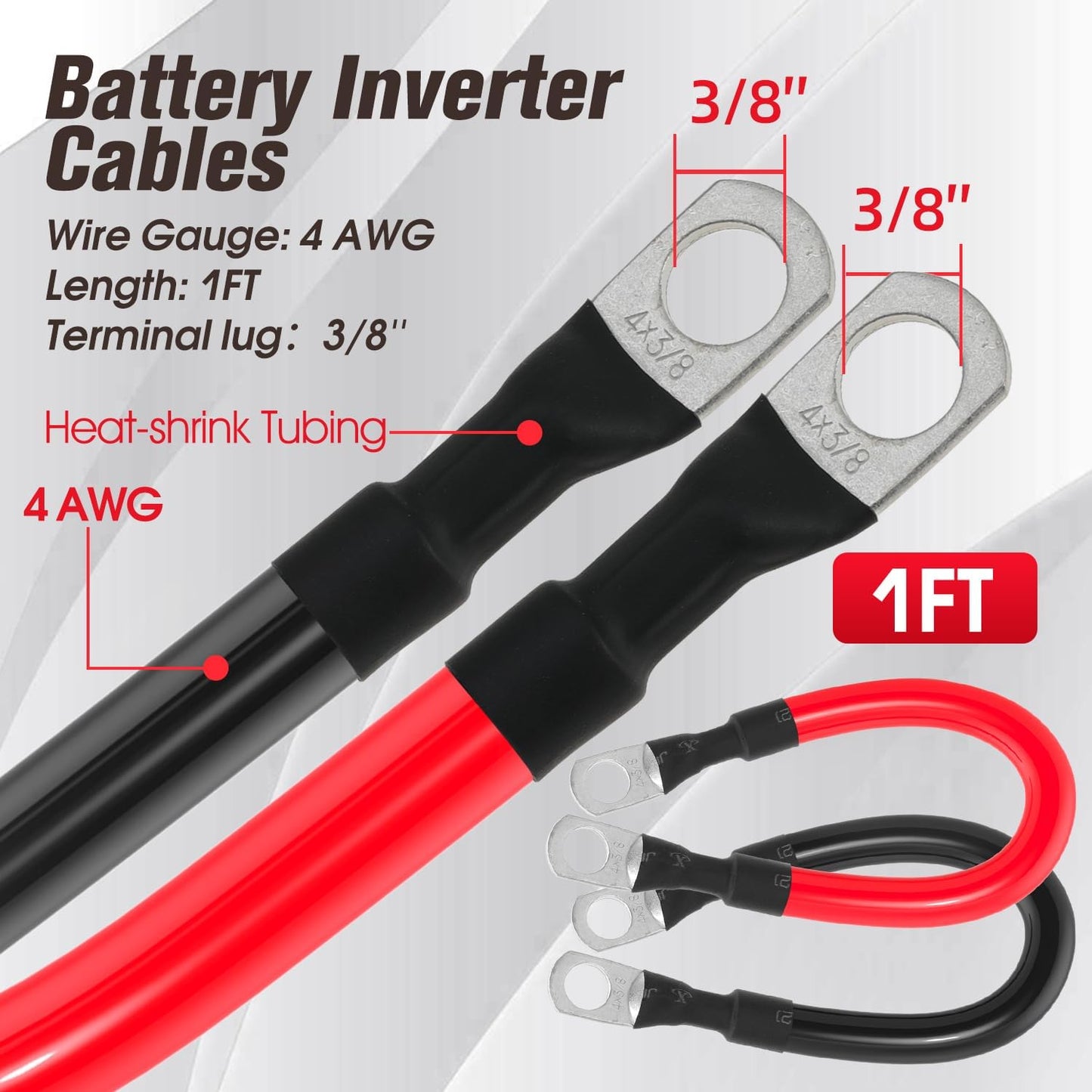 Cable batería 4 AWG para automotriz solar marino 1 pie