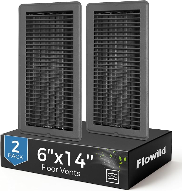 2 Rejillas Ventilación Piso 6x14" Acero Gris