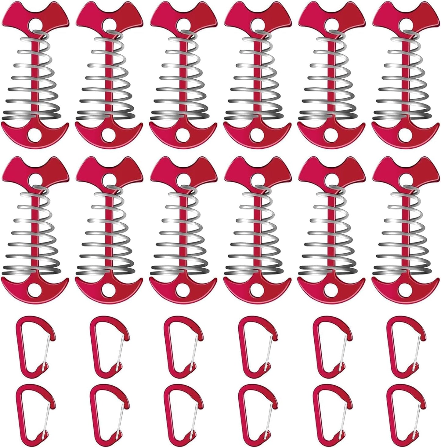 12 Clavijas Anclaje Cubierta con Mosquetones Aluminio