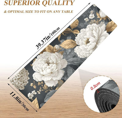 Camino mesa negro resistente calor antiderrap 39x12pulg