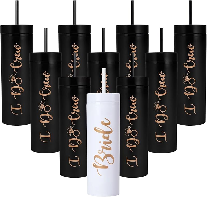 10 Vasos 16oz Bride to Be Skinny Negro