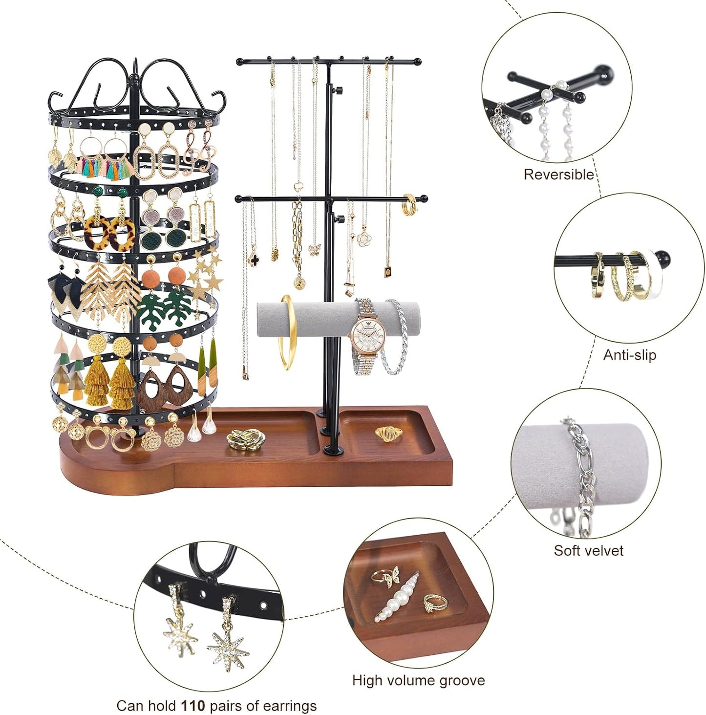 Soporte organiz. joyas multifuncional ajustable