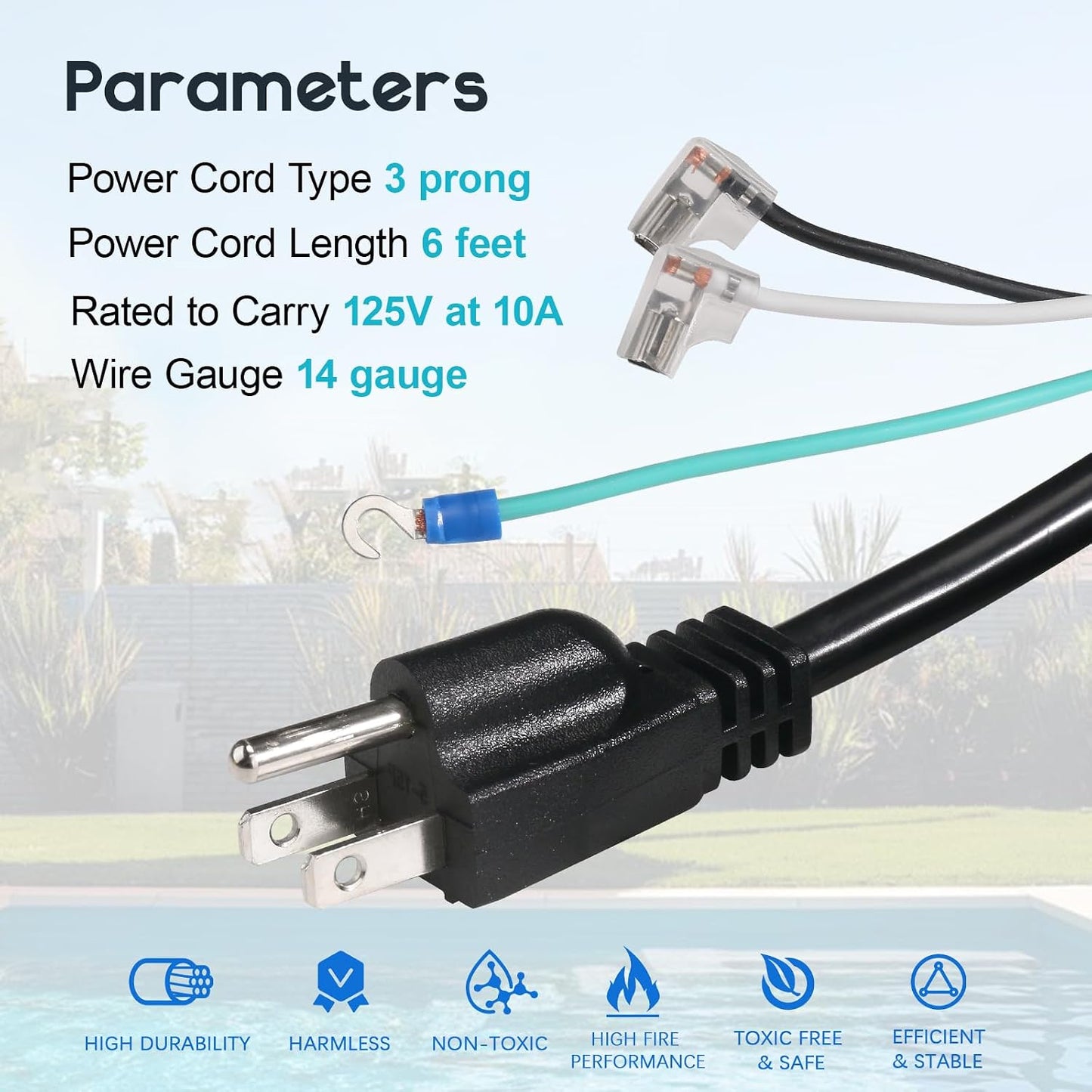 Cable alimentación bomba piscina Hayward 6" 3clavijas