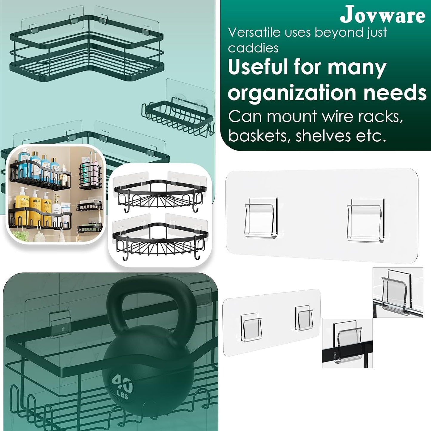 Organiz. ducha adhesivo soporte jabón esponja 2 pzas