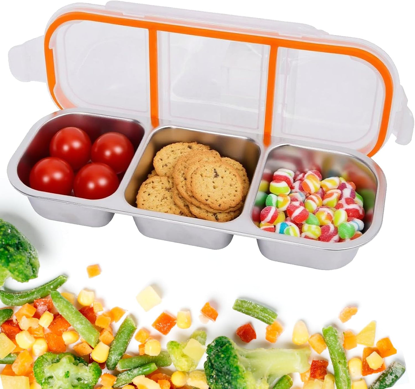 Caja condimentos acero inox 3 compartimentos reutiliz.
