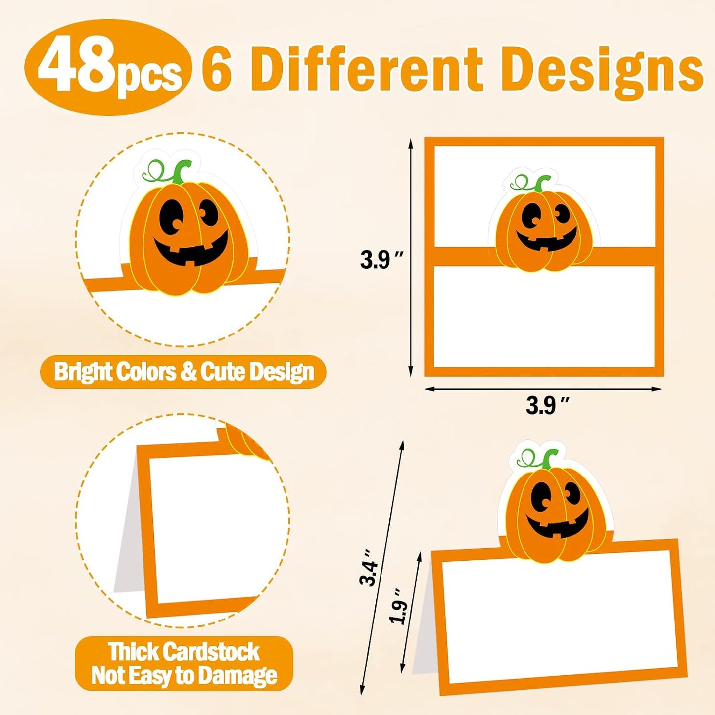 48 Tarjetas Halloween Calabaza Fantasma Bruja Etiquetas
