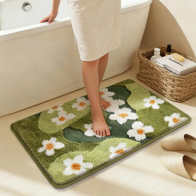 Tapete baño musgo verde 32x20pulg antideslizante lavable