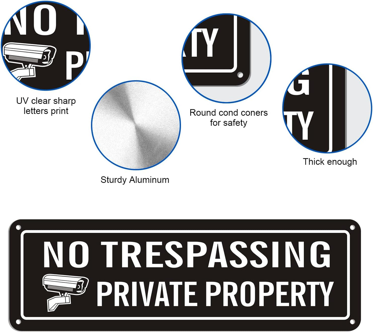 2 Carteles No Trespassing Autoadhesivo 9.8x3pulg