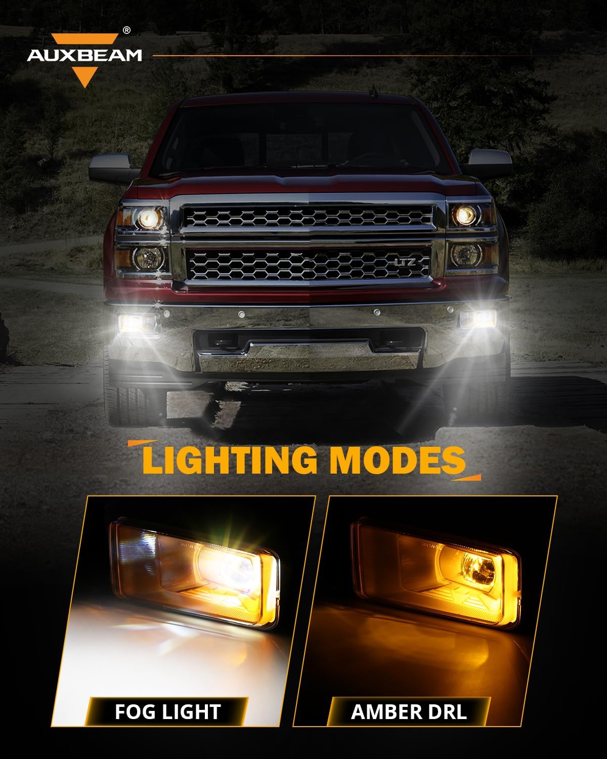 Luces antiniebla LED halo ámbar DRL para Chevy Silverado
