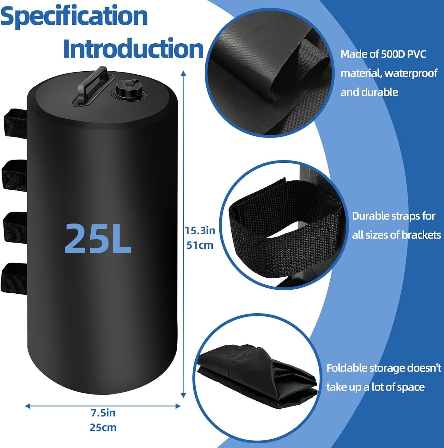 Set 4 pesas toldo 220lb bolsas arena negro