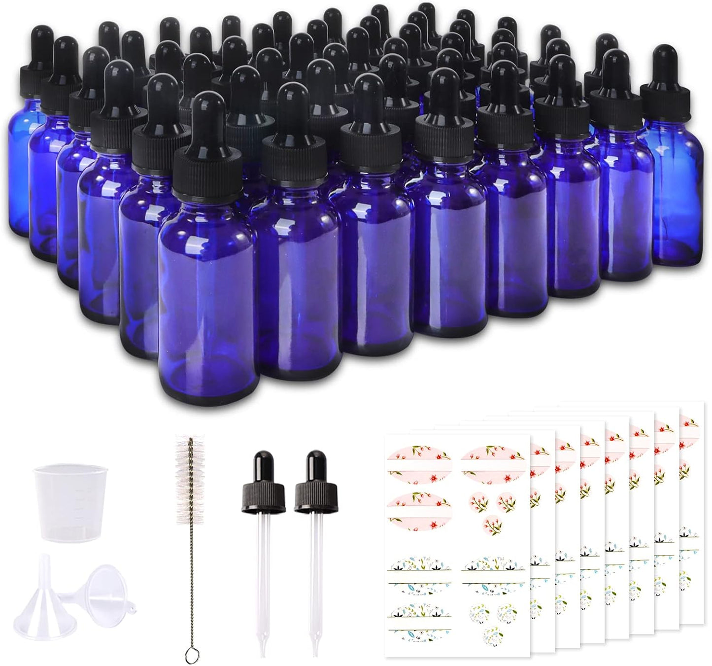48 Botellas Vidrio Azul 1oz con Gotero Laboratorio