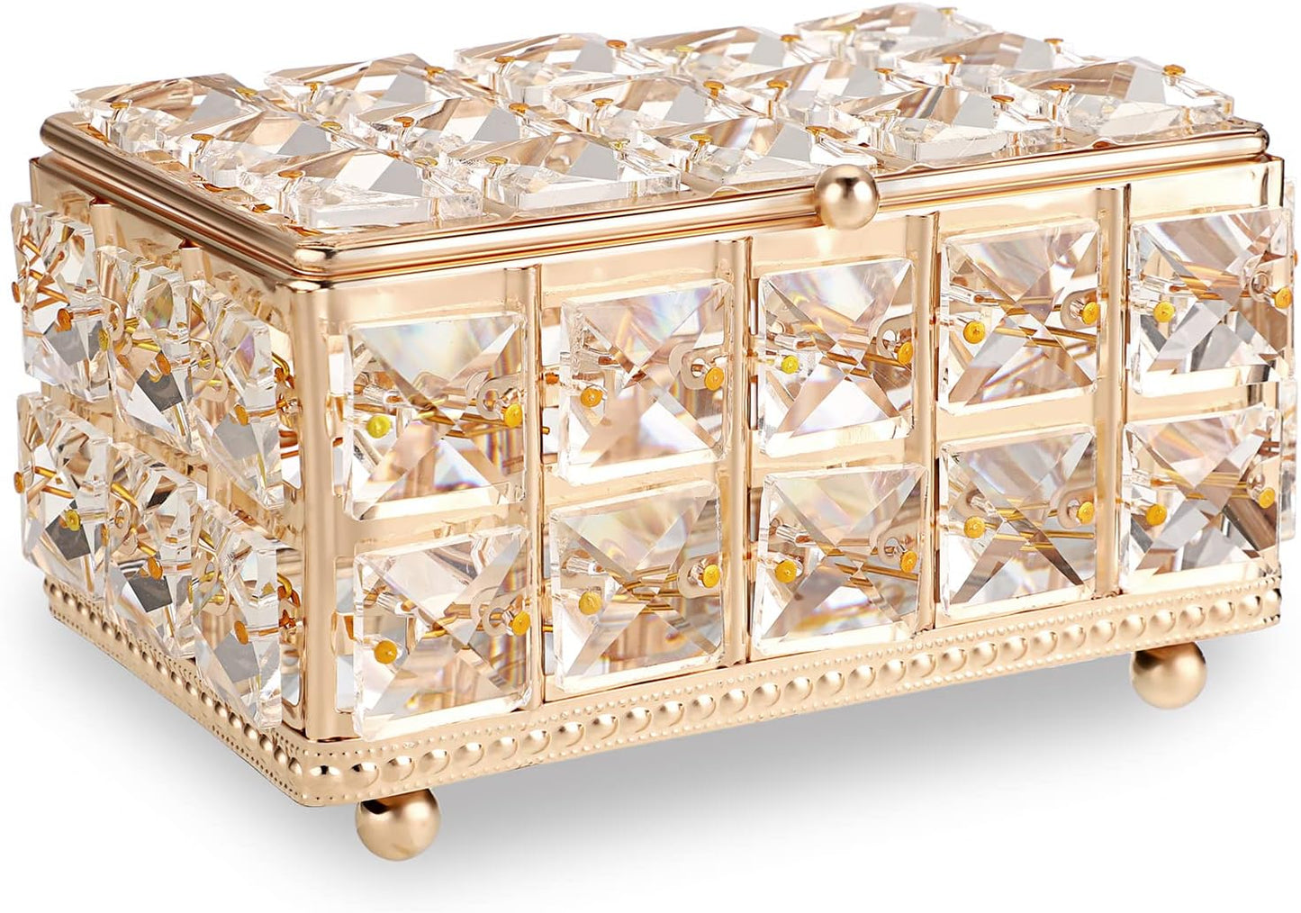 Caja joyas cristal vintage dorada para San Valentín boda