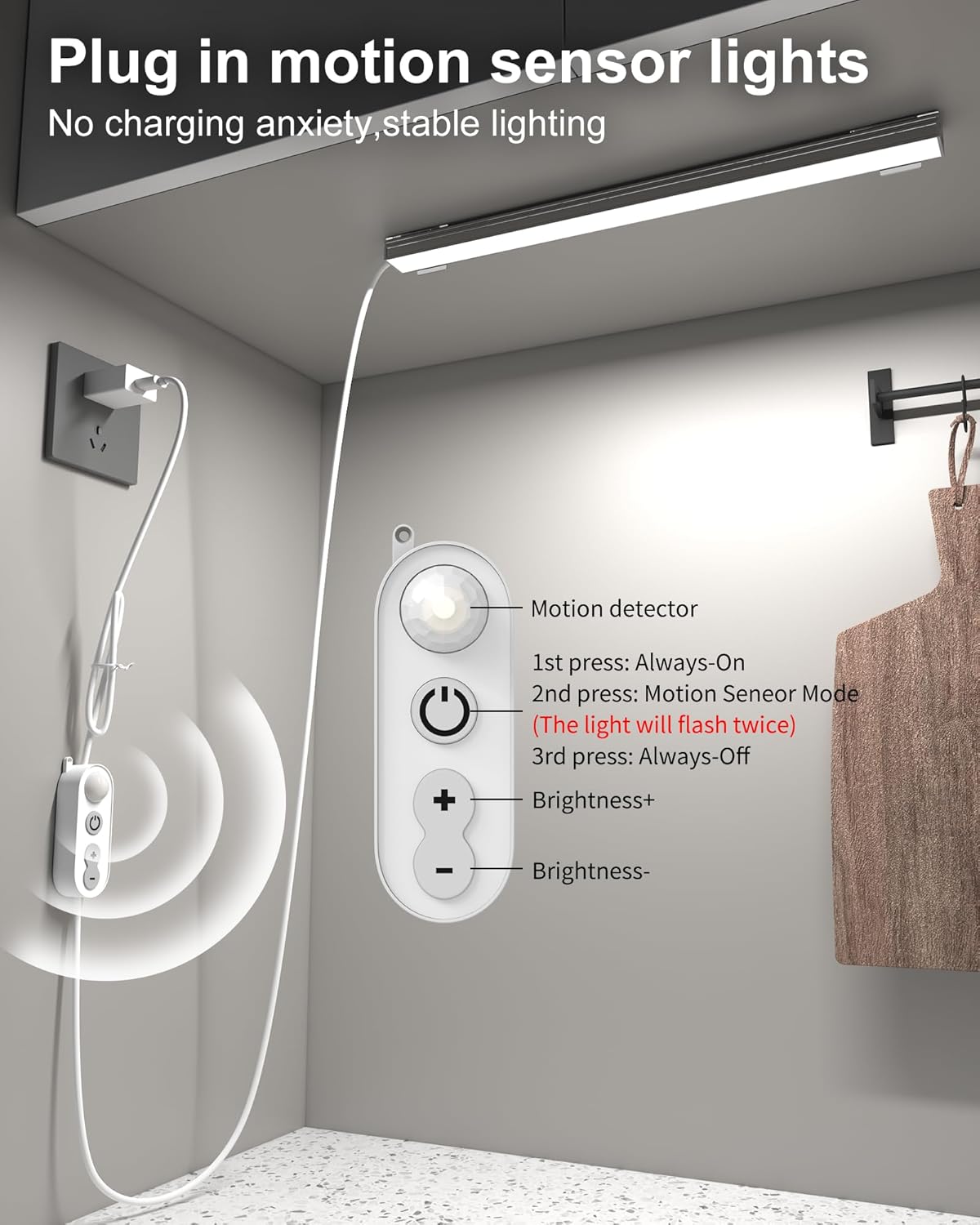 Iluminación LED regulable sensor movimiento 12pulg barra cocina