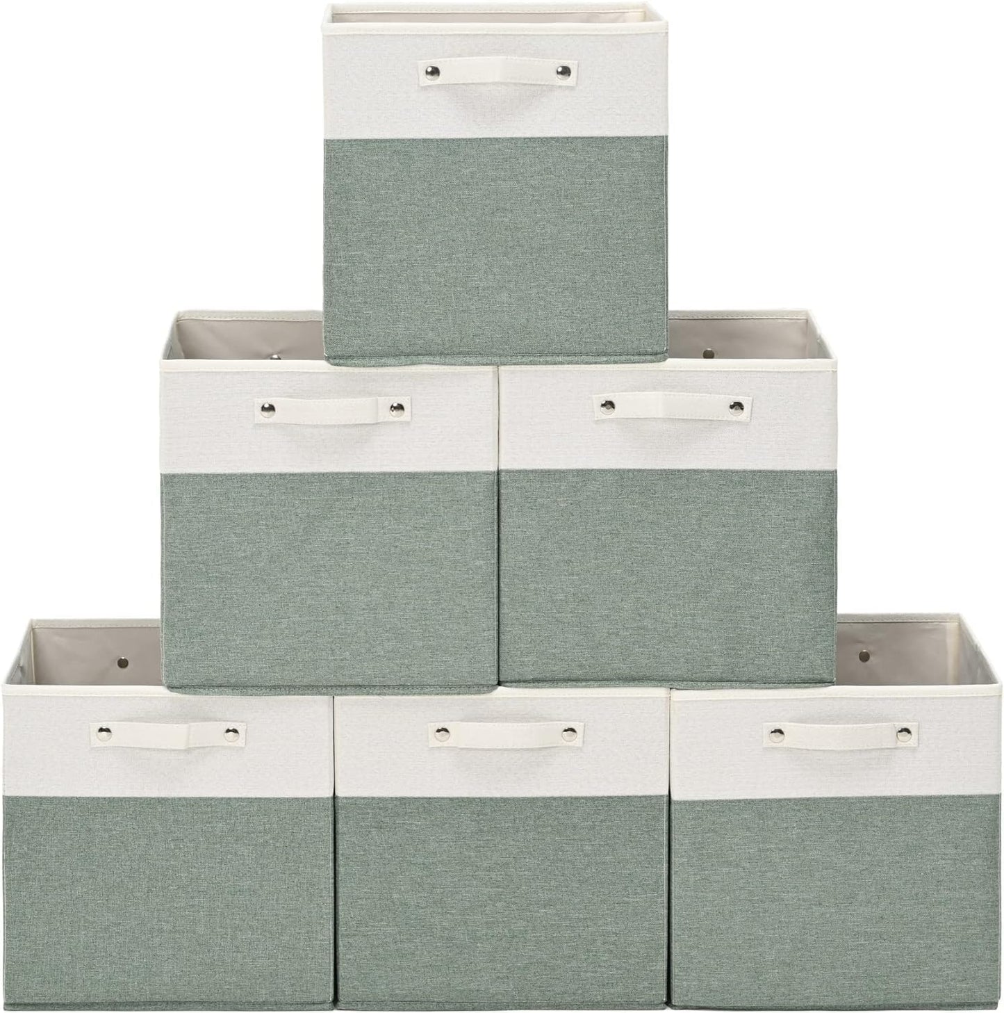 6 Pzas Cajas Almacenamiento Lino 13x13" Asas para Hogar