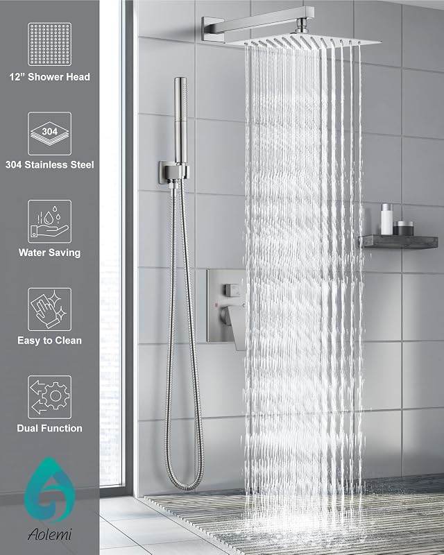 Sistema ducha lluvia y grifo pared set completo alta presión