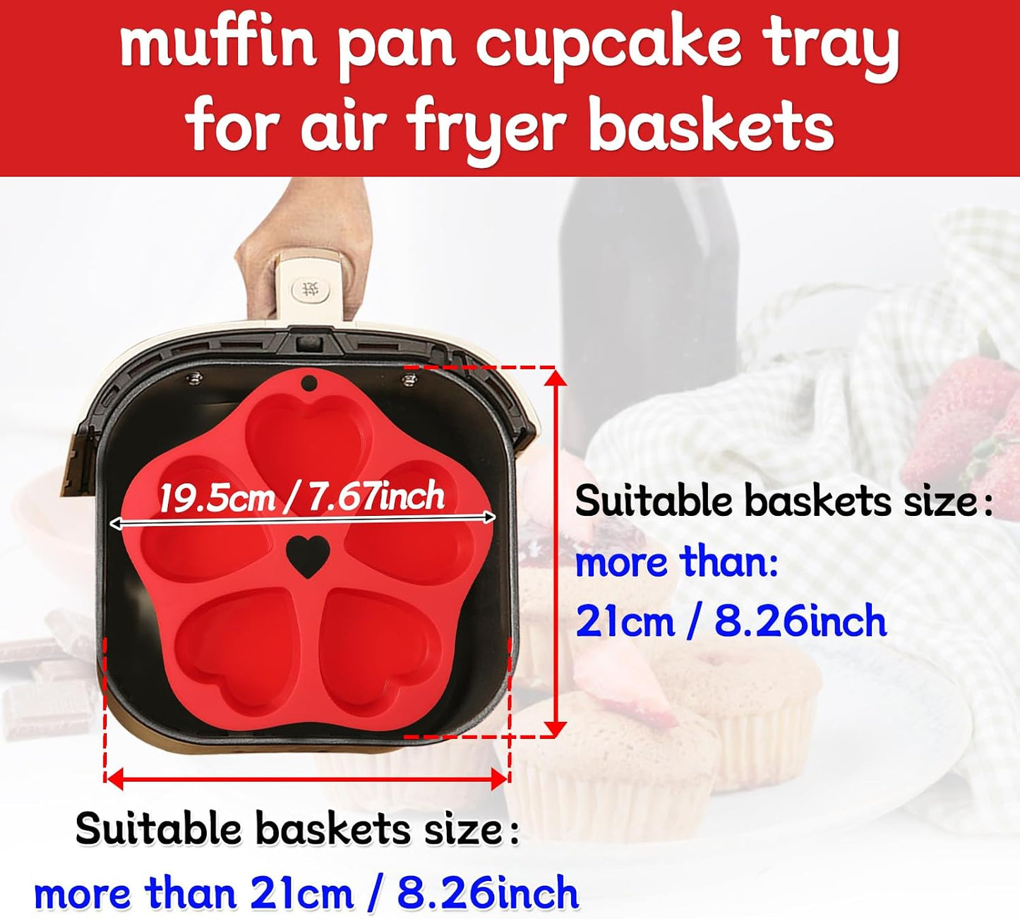 Mini freidora aire silicona moldes magdalenas tarta muffin