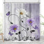 Cortina ducha floral púrpura estilo bohemio para baño