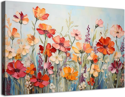 Arte abstracto de flores silvestres coloridas para pared