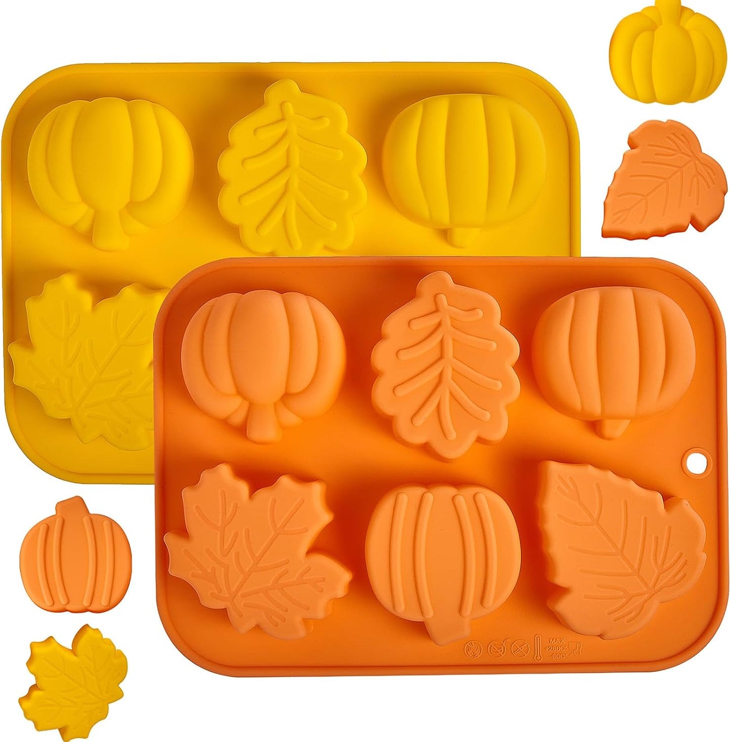 Moldes silicona calabaza caramelo chocolate hojas arce otoño