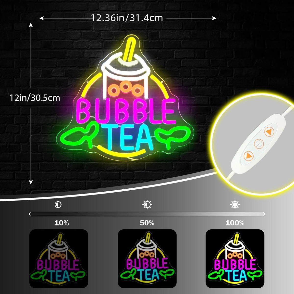 Letrero LED regulable té de burbujas decoración pared