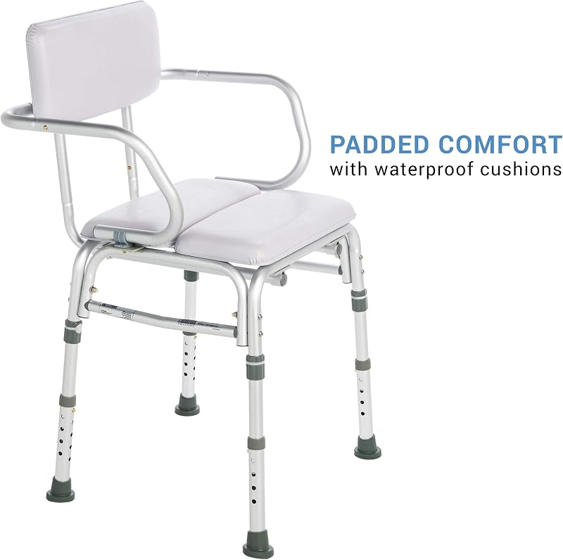 Silla ducha acolchada con respaldo y brazos 300lb color