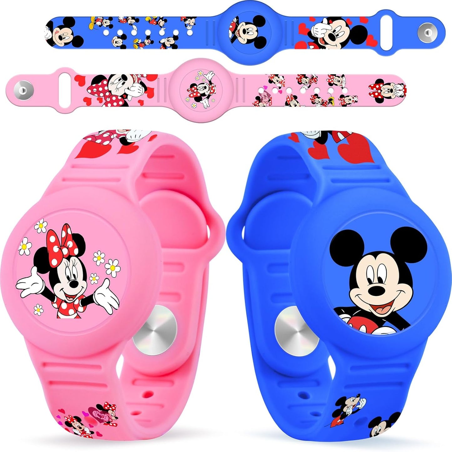 Pulsera Airtag impermeable niños set 2 silicona azul rosa