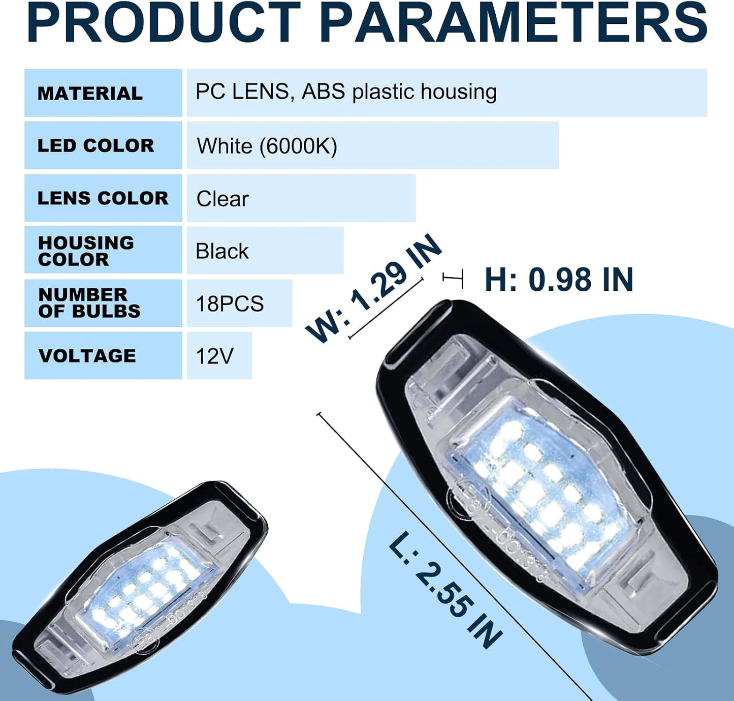 Luz LED matrícula trasera Honda Accord Civic Acura 2uds