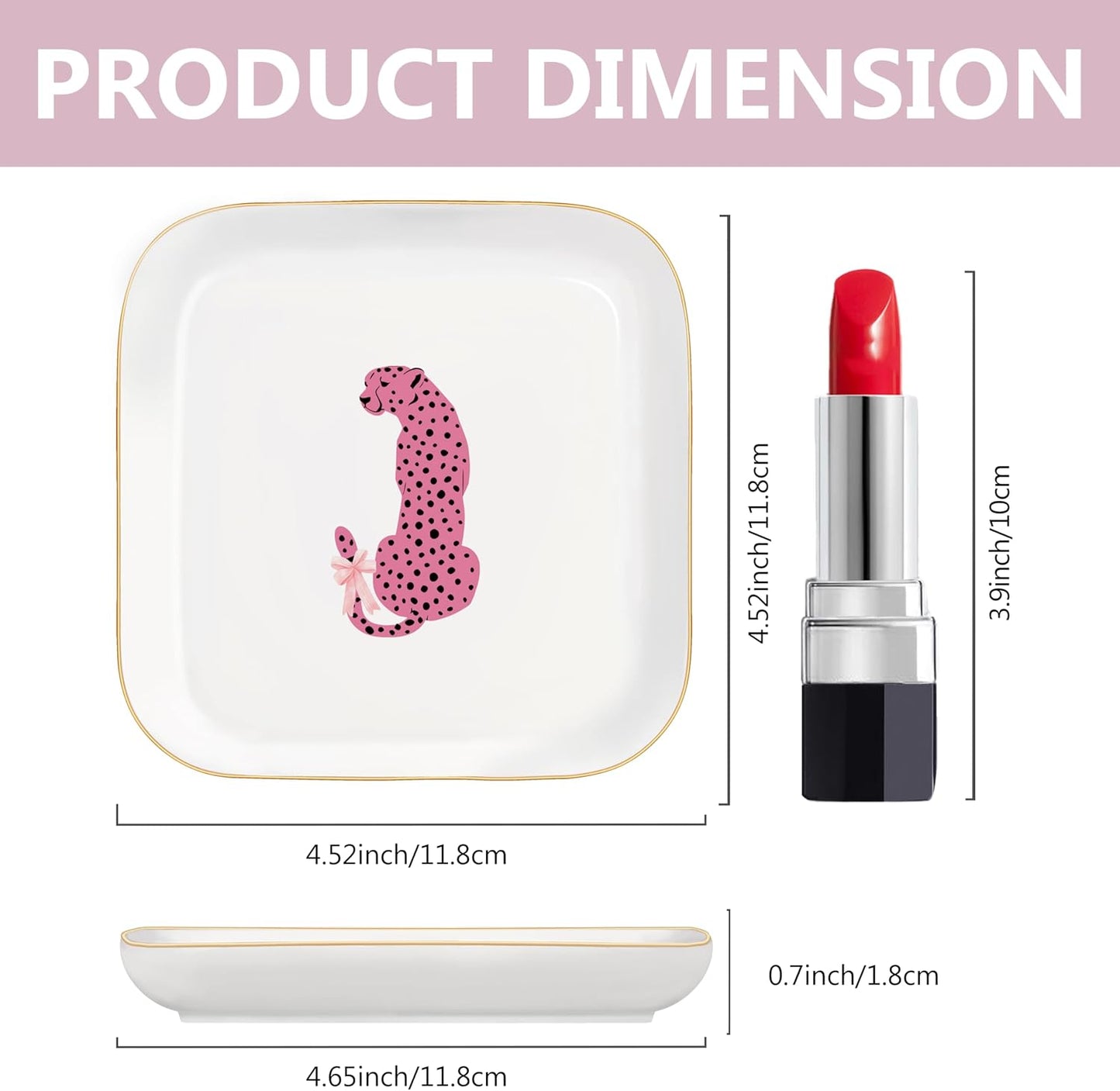 Bandeja cerámica joyas estampado guepardo rosa
