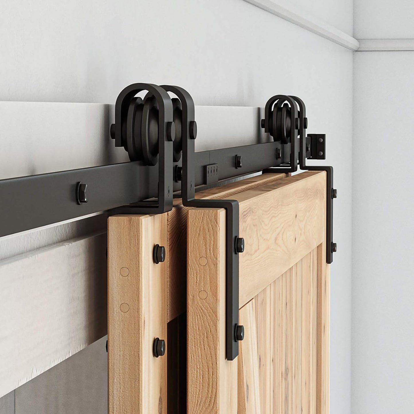 Kit herrajes puerta corrediza granero 8ft doble madera