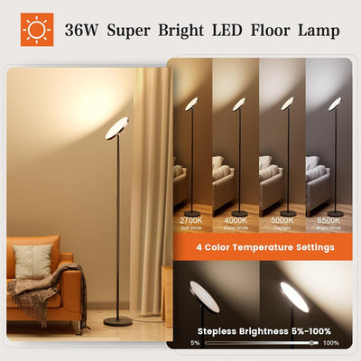 Lámpara pie sala led moderna con control remoto 69pulg