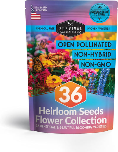 Kit 36 paquetes semillas flores jardín polinizadores