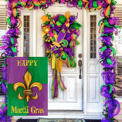 Bandera jardín Mardi Gras 12x18pulg doble cara patio