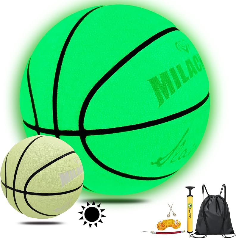 Balón baloncesto que brilla en oscuridad tamaño 5/6/7 con bomba