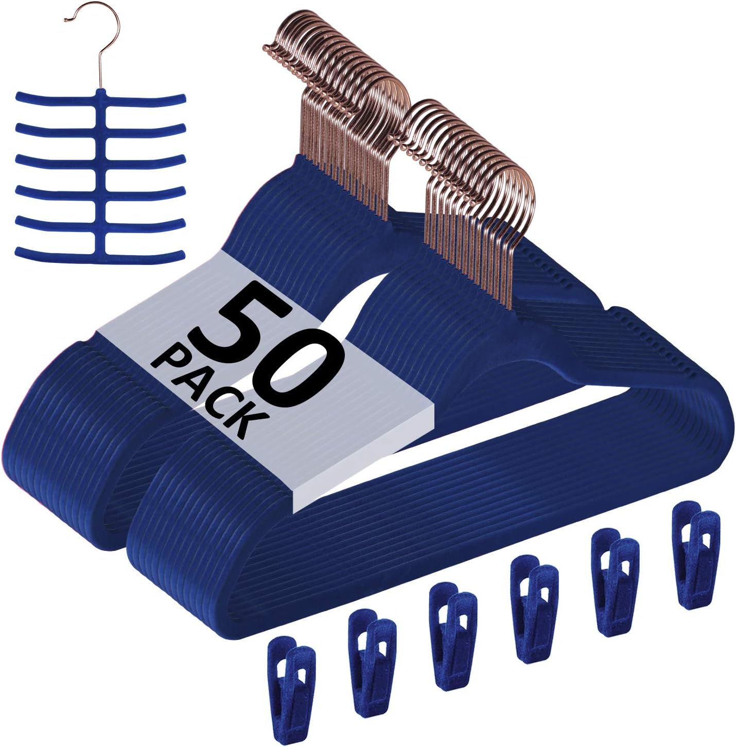 Perchas terciopelo antideslizantes 50 pzas con soporte