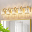 Lámpara cristal tocador baño 5 luces dorado curvado