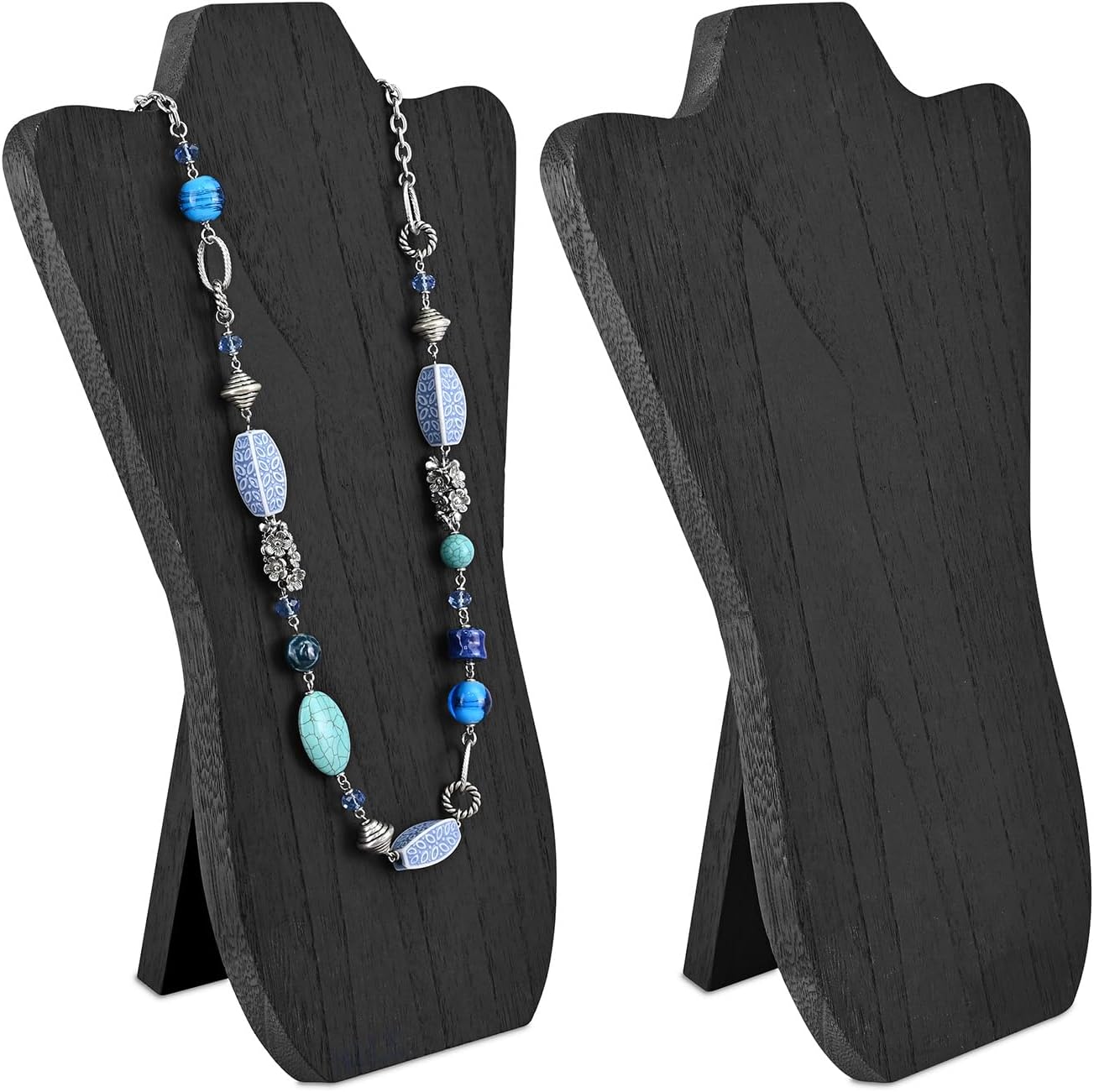 Set 2 Collares Caballete Madera Plegable Organiz. Negro