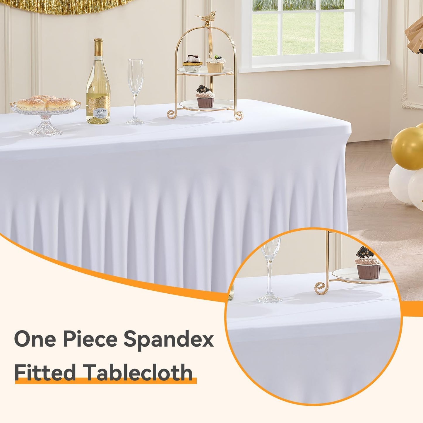 6 Manteles Elastano Blanco Mesa Rectangular 6ft Ajustables
