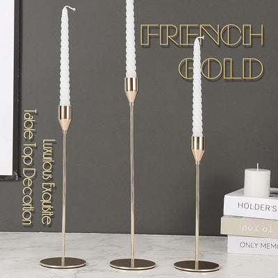 Set 6 portavelas oro francés para velas cónicas hogar