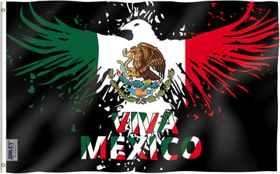 Bandera México 3x5ft poliéster doble costura ojales latón