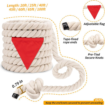 Cuerda algodón suave 20ft para niños adultos actividades equipo