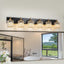 Lámpara baño cristal 6 luces acabado dorado sobre espejo