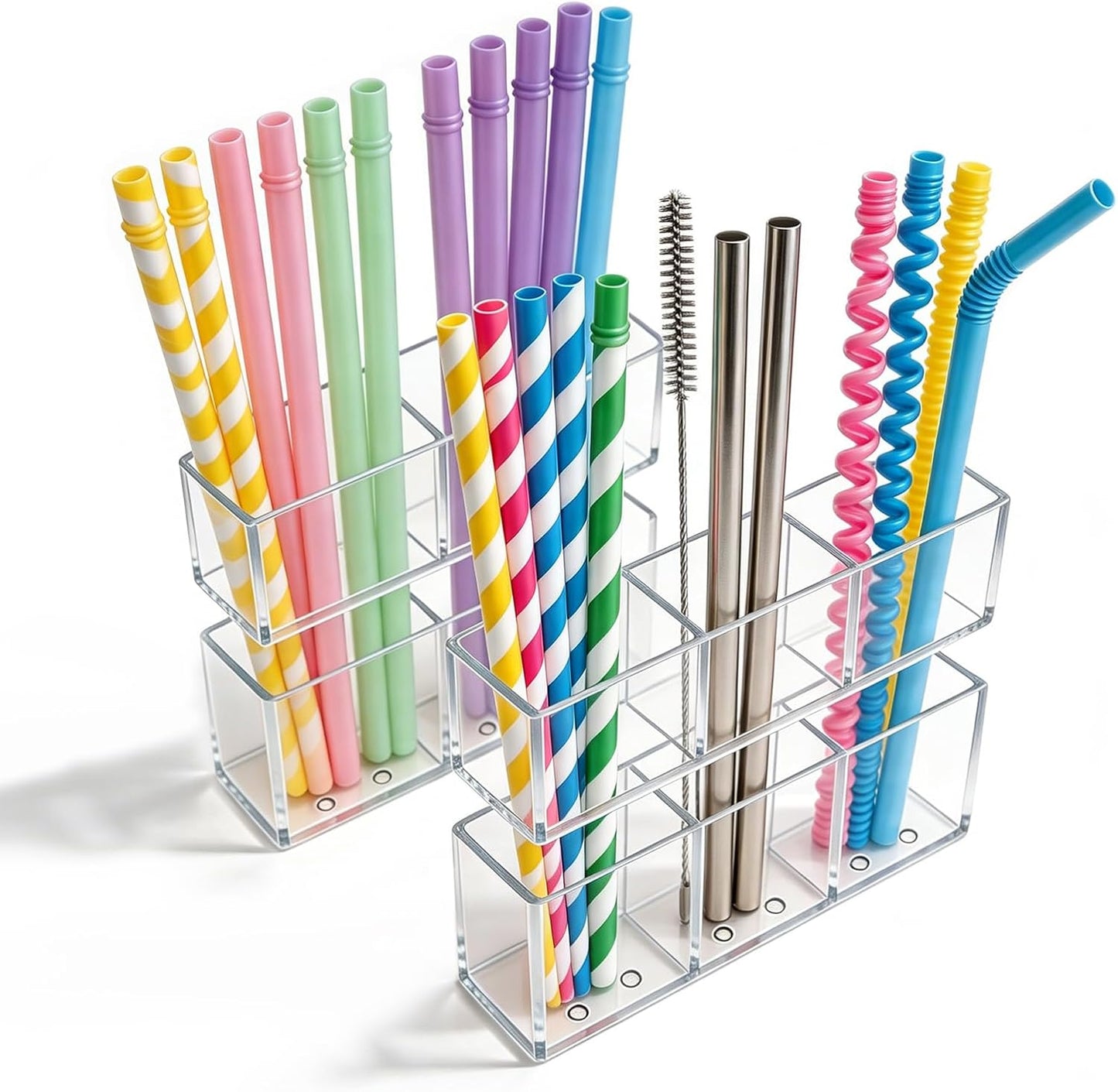 2 Soportes Popotes Acrílicos para Puertas Gabinete Reutilizable