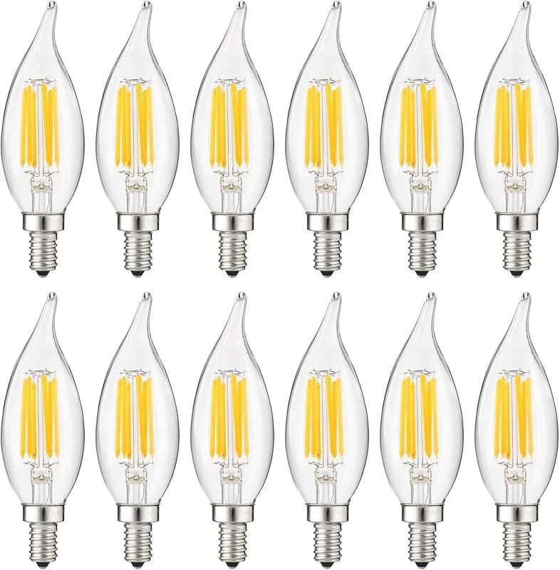 12 Bombillas LED Filamento E12 5W 4000K Blanco Frío