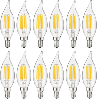 12 Bombillas LED Filamento E12 5W 4000K Blanco Frío