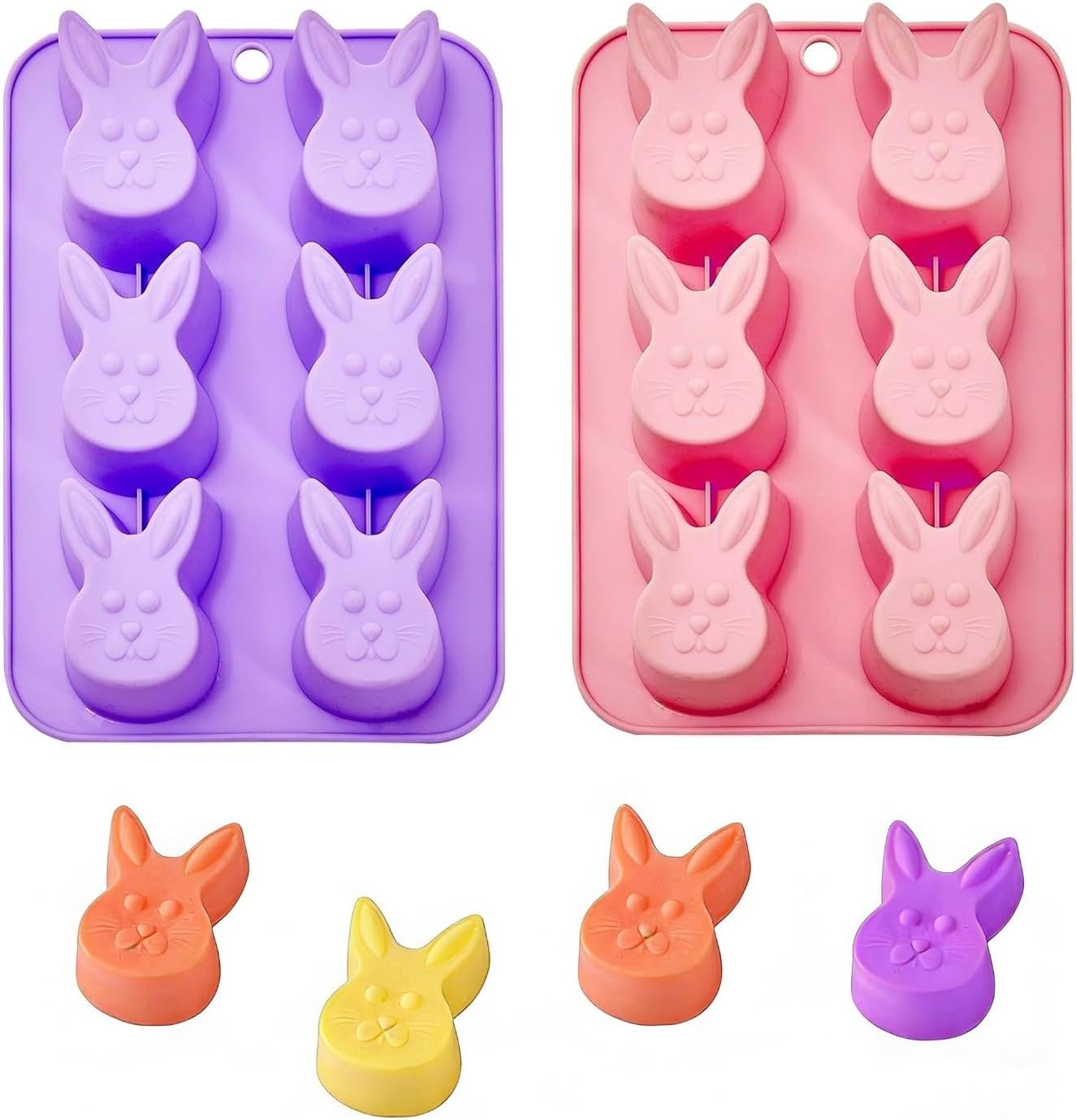 2 Moldes Silicona Conejo 3D para Hornear y Velas