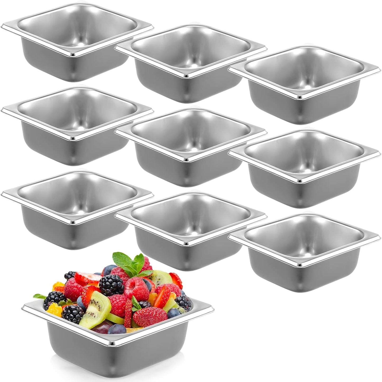 10 Sartenes Acero Inox 2.5pulg Profundidad Catering