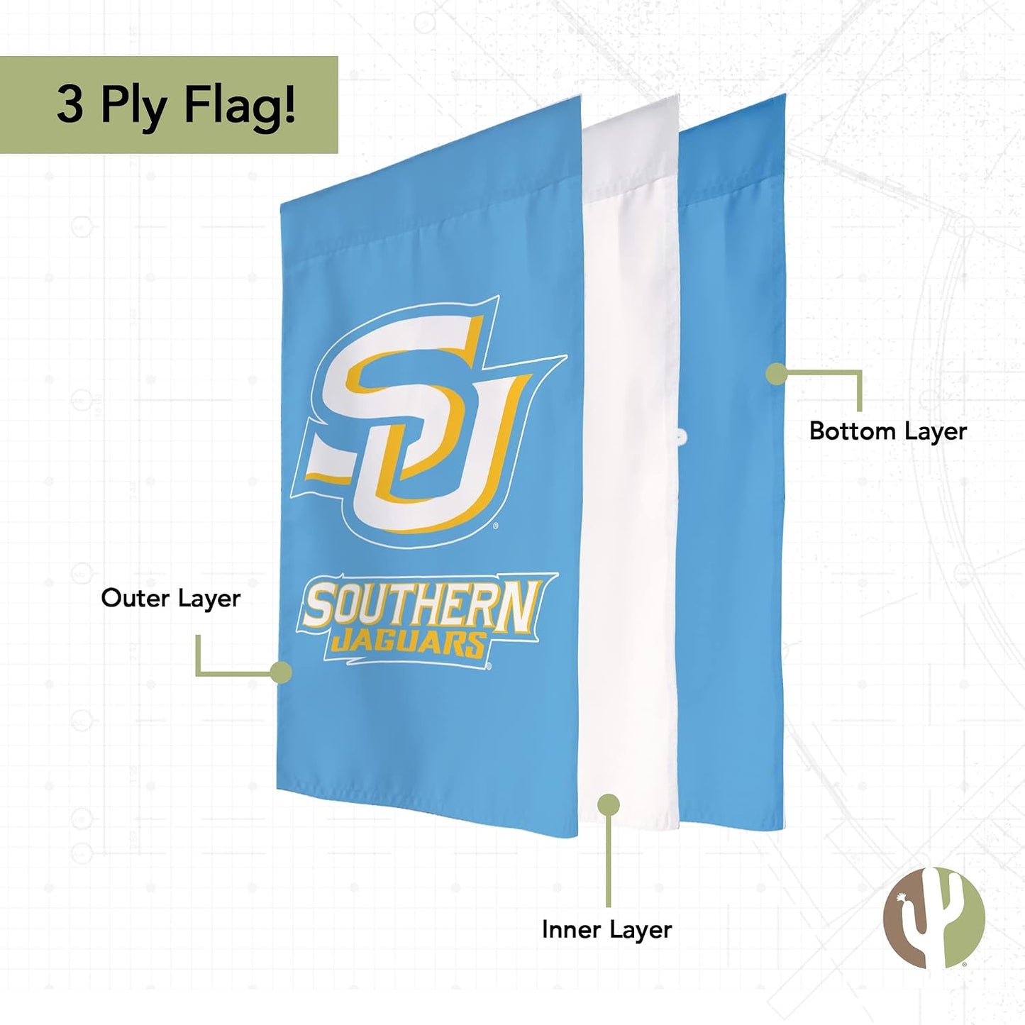 Bandera jardín 19x12pulg Southern Jaguars diseño A