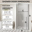 Puerta ducha pivotante sin marco 32-36pulg x72pulg vidrio templado